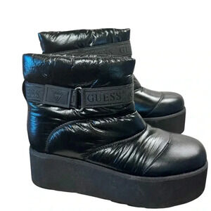Guess ankle winter puffer boots women size 9 platform , black